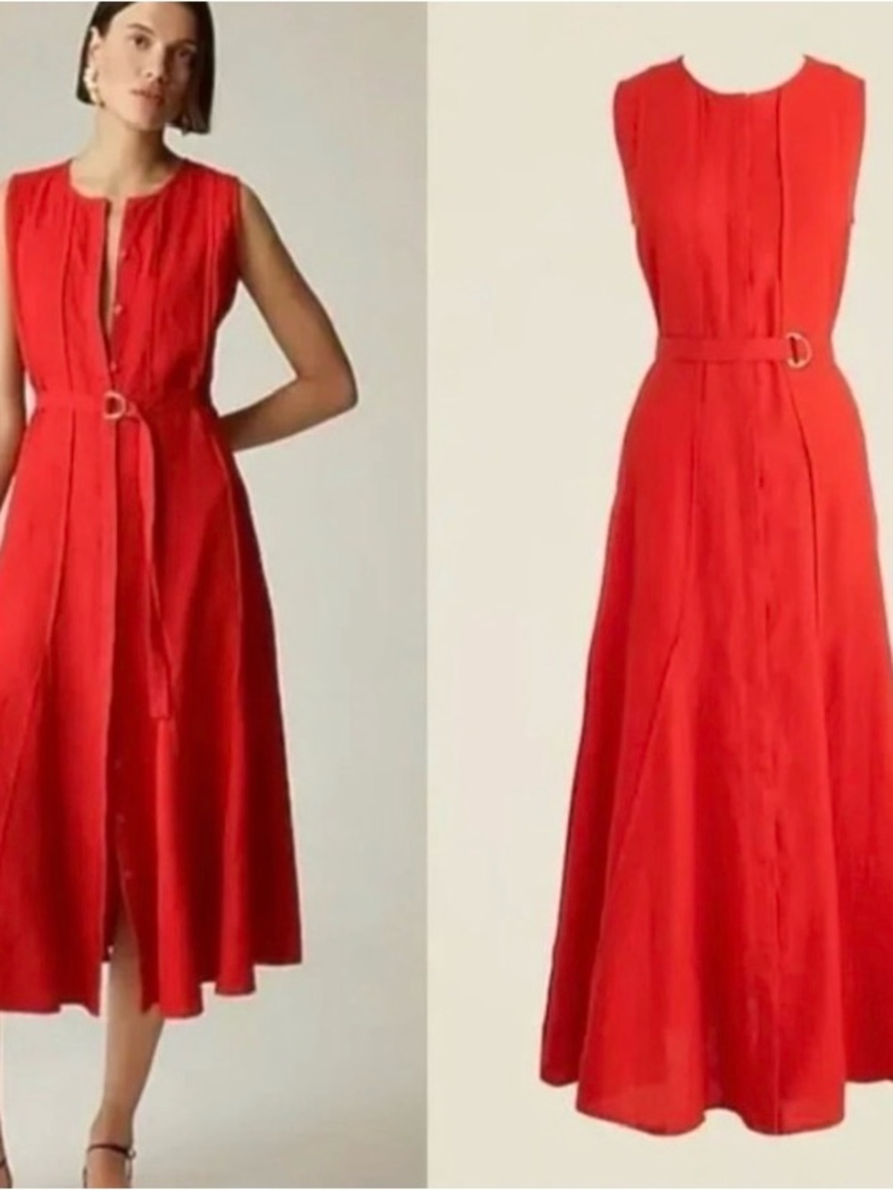 JCrew Seamed linen dress with removable belt. Size M Tall. NWT